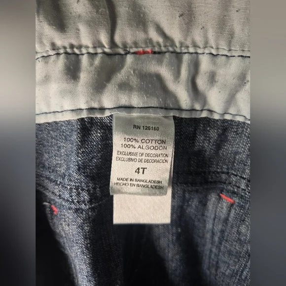 Little Lass Bib Overall Shorts Toddler 4T Blue Denim Girls Embroidered - Picture 5 of 5